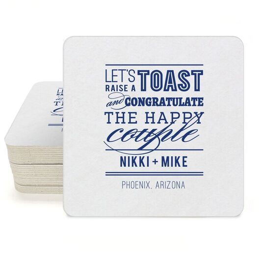 Let's Raise a Toast Square Coasters